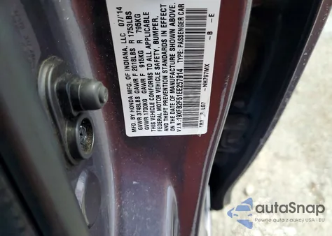 2014 Honda Civic Lx z USA, uszkodzony, nr VIN 19XFB2F51EE257914